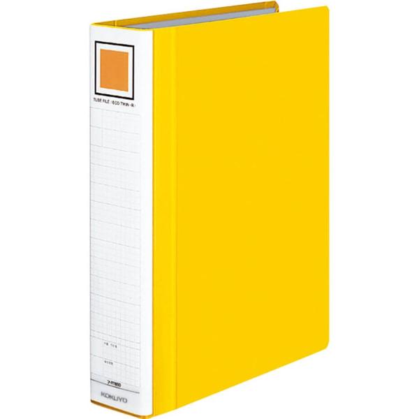 KOKUYO コクヨ ファイル パイプ式ファイル エコツインR 両開き A4 2穴 500枚収容 黄...