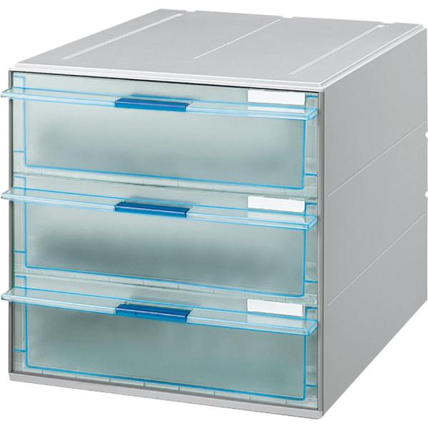 KOKUYO コクヨ レターケース 透明引き出し A4 深3段 LC-UNT203M ライトグレー