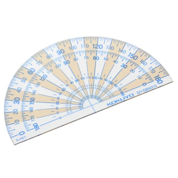 KOKUYO コクヨ 分度器 まなびすと 再生PET樹脂製 90x50mm 半円 GY-GBA310