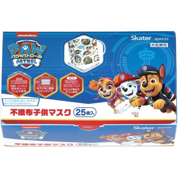 SKATER スケーター 子供 不織布マスク プリーツマスク 25枚入り 箱 BOX 小さめ 三層構...