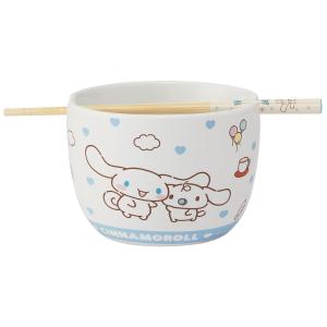 SKATER スケーター 陶器製 ボウル 竹製 箸 セット 600ml 21cm サンリオ シナモロール お友だち 女の子 CHBWH1-A (プレゼント 子供 小学生 お弁当箱)