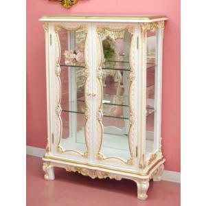 ロココ調 2面 コレクション キャビネット（トップガラスサービス）お