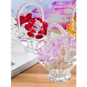 ★新春クリアランスSALE！★ クリスタル ガラス フラワーバスケット 2個セット 置物 サンキャッ...