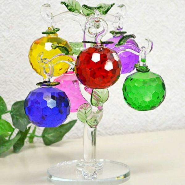 ★新春クリアランスSALE！★ 送料無料 クリスタル ガラス リンゴツリー サンキャッチャー プレゼ...