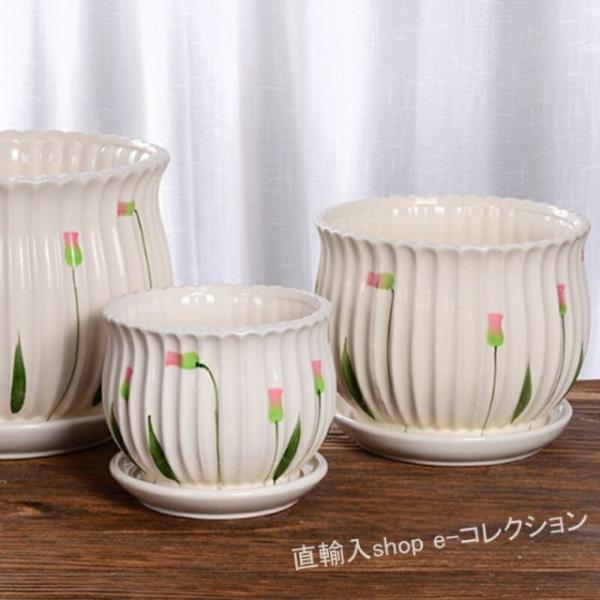 ★新春クリアランスSALE！★  底穴あり 受皿付き フラワー鉢 3個セット 植木鉢 おしゃれ 鉢 ...