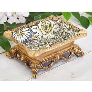 ★新春クリアランスSALE！★ 脚付き シノワズリデコ灰皿 おしゃれ 卓上灰皿 灰ざら はいざら 灰...