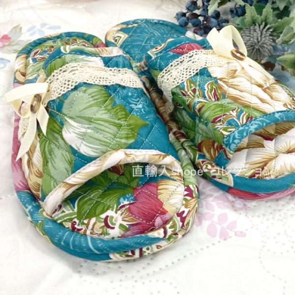 ★新春クリアランスSALE！★  キルトスリッパ  グリーン ルームスリッパ ルームシューズ 韓国 ...