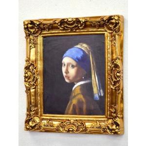 ★新春クリアランスSALE！★  フェルメール 真珠の耳飾りの少女 画 ゴールド枠 絵画 派手 風水...
