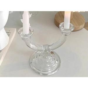 ★新春クリアランスSALE！★ ガラス製 キャンドルホルダー ガラス ガラス キャンドルスタンド 燭...