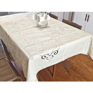 ★新春クリアランスSALE！★ 120cm×160cm 長方形  アイボリー テーブルクロス リネン...