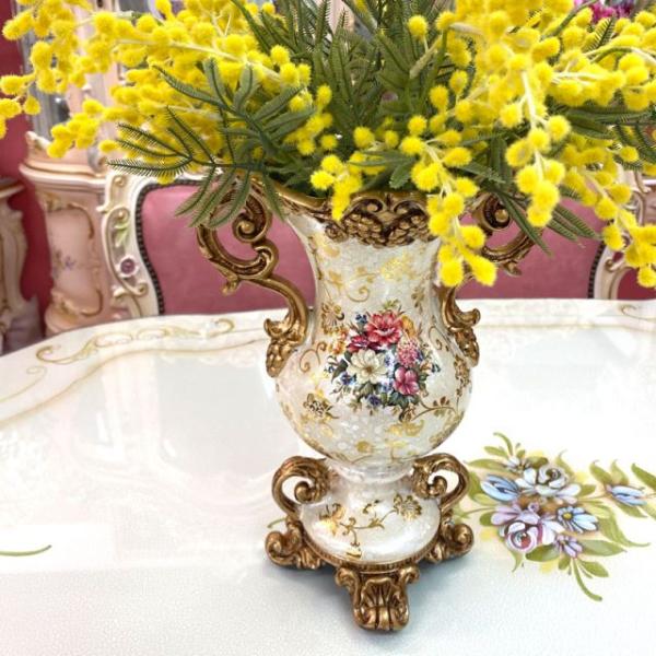 ★新春クリアランスSALE！★ シノワズリ Gold ゴールド 花瓶 置物 高さ42cm 造花用 イ...