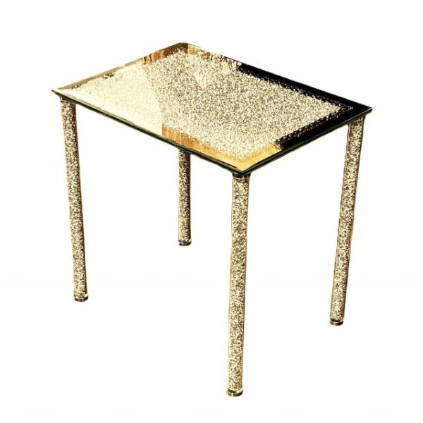 ★新春クリアランスSALE！★ 幅44cm 高さ44cm ロココ ガラス製 サイドテーブル キラキラ...