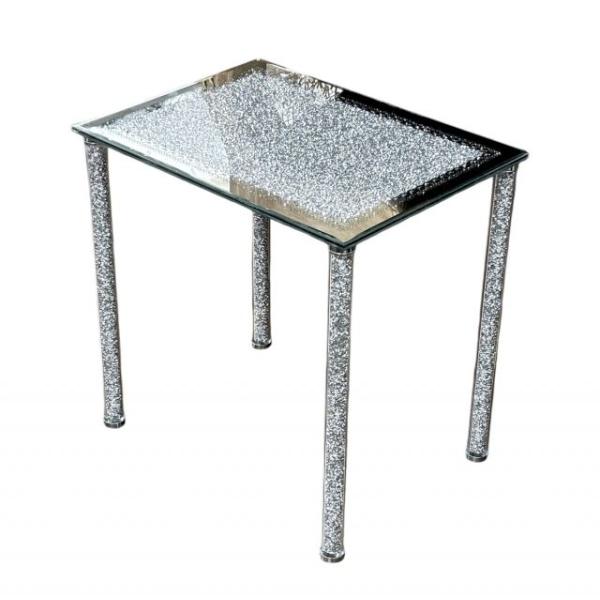 ★新春クリアランスSALE！★ 幅44cm 高さ44cm ロココ ガラス製 サイドテーブル キラキラ...