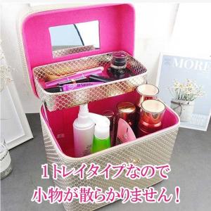 ピンク 持ち運び可 大容量 メイクボックス 鏡...の詳細画像1
