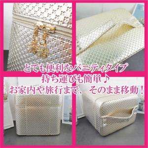 ピンク 持ち運び可 大容量 メイクボックス 鏡...の詳細画像3