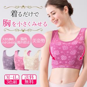 小さく見せる ブラ ブラジャー スリム ダイエット さらし 補正下着 ノンワイヤー 大きい サイズ M L LL 送料無料