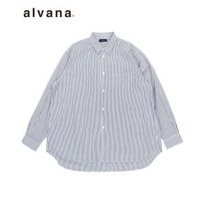 alvana アルヴァナ メンズ シャツ WIDE REGULAR SHIRTS 100/2 ホワイトストライプ ACS-F004 トップス シンプル 定番 ベーシック リラックスシルエット｜donoban
