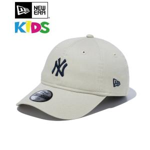 NEW ERA ニューエラ キッズ キャップ Kid's Youth 9TWENTY ニューヨーク・ヤンキース ミッドロゴ ストーン 14111941 帽子 刺繍 ベースボールキャップ サイズ調整｜donoban