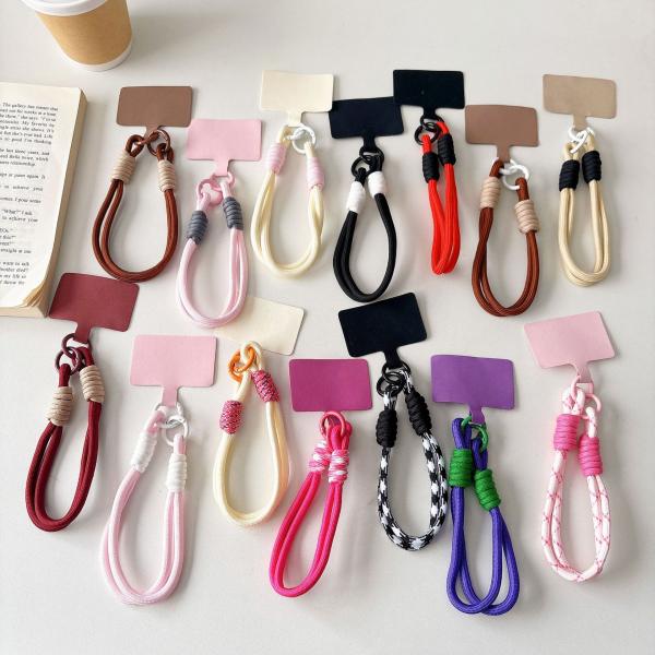 ハンドストラップ スマホ ソロモン編み込み マルチカラー ショートストラップ スマホ スマートフォン...