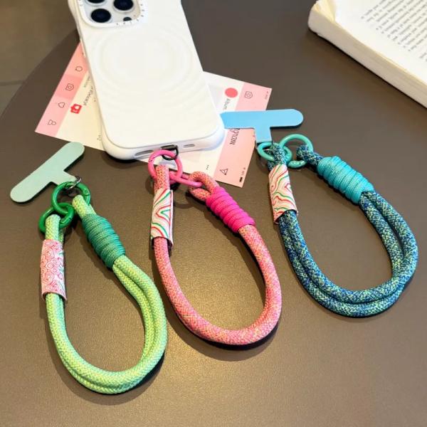 ハンドストラップ スマホ ソロモン編み込み マルチカラー ショートストラップ スマホ スマートフォン...