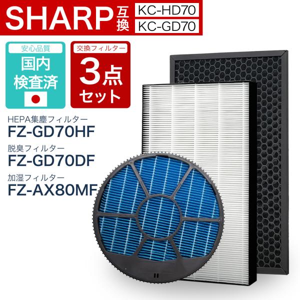 シャープに使える FZ-GD70HF FZ-GD70DF FZ-AX80MF 3点セット KC-GD...
