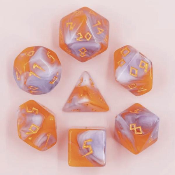 マーブル【ピンクパンプキン】多面体ダイスセット hdar80
