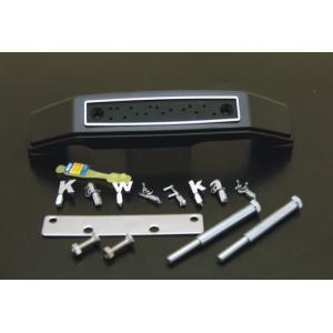 ゼファー1100用フォークカバーエンブレム メッキ　(文字：Kawasaki、本体：黒）ステー付き