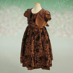 アウトレット　女の子フォーマルドレス　ボレロ付き　ブラウン　七五三　発表会　結婚式　　 ９０/１００/１１０/１２０/１３０