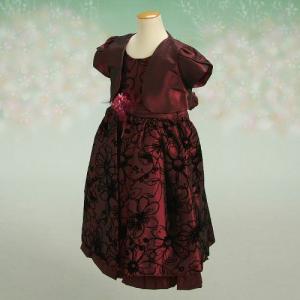 アウトレット　女の子フォーマルドレス　ボレロ付き　ワインレッド　七五三　発表会　結婚式　　 １１０/１２０/１３０/１４０