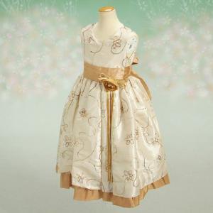 アウトレット　女の子フォーマルドレス　ベージュ×キャメル　七五三　発表会　結婚式　　 ９０/１００/１１０/１２０/１３０