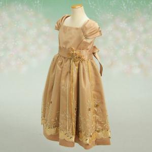アウトレット　女の子フォーマルドレス　キャメル　キャップスリーブ　七五三　発表会　結婚式　　 １１０/１２０/１３０/１４０
