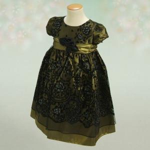 アウトレット　女の子ベビーフォーマルドレス　ダークグリーン　結婚式　パーティー　誕生会　８０/９０/９５/１００