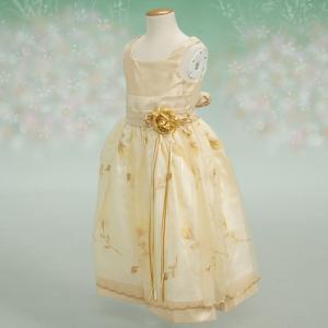 キッズドレス　アウトレット　女の子　フォーマル　ゴールドベージュ　七五三　発表会　結婚式　　 ９０/１００/１１０/１２０/１３０