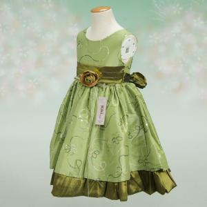 キッズドレス　アウトレット　女の子　フォーマル　グリーン　七五三　発表会　結婚式　　 ９０/１００/１１０/１２０/１３０