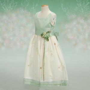 キッズドレス　アウトレット　女の子　フォーマル　ライトグリーンホワイト　七五三　発表会　結婚式　　 ９０/１００/１１０/１２０/１３０