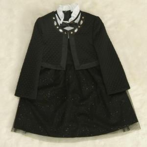 アウトレット　女児キッズフォーマルアンサンブル3点セット　110cm～115cm　黒色　ボレロ　ワンピタイプ