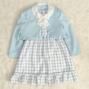 アウトレット　女児キッズフォーマルアンサンブル3点セット　水色　ボレロ　ジャンスカワンピタイプ　１３０cm
