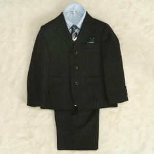 アウトレット　男の子スーツ５点セット　100cm～130cm　チャコールグレー　シャツカラーブルー　三つ釦タイプ　ハーフパンツセット