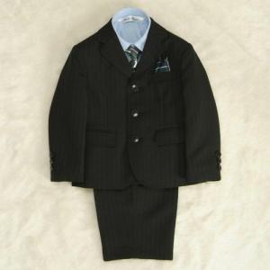 アウトレット　男の子スーツ５点セット　チャコールグレー　シャツカラーブルー　三つ釦タイプ　ハーフパンツセット　１１０cm
