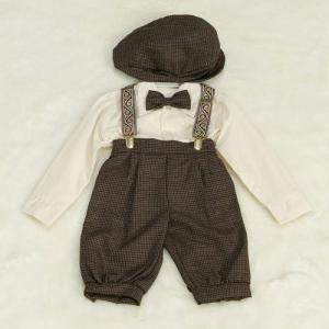 アウトレット　男の子ニッカポッカ５点セット　モカ茶　９０cm　ハンチング付き　