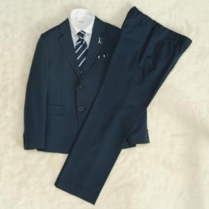 アウトレット　男の子ジュニアフォーマルスーツ５点セット　140cm～165cm　ブルー　シャツカラー白　二つ釦　ロングパンツ　ヨーロピアンスタイル