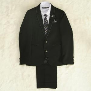 アウトレット　男の子ジュニアフォーマルスーツ５点セット　チャコール　パープルストライプシャツ　二つ釦　ロングパンツタイプ　１６５cm　ミチコロンドン