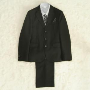 アウトレット　男の子ジュニアサイズフォーマルスーツ５点セット　チャコールグレー　グレーストライプシャツ　三つ釦　ロングパンツタイプ　１６５cm