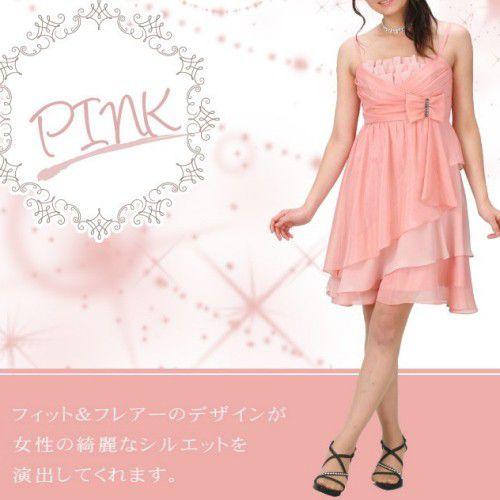 フォーマルドレス　アウトレット品　ミドル丈　ピンク　サイズM９号　結婚式　二次会　同窓会　成人式　パ...