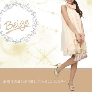 フォーマルドレス　アウトレット品　ミドル丈　ベージュ　サイズM９号　結婚式　二次会　同窓会　成人式　パーティーにも最適