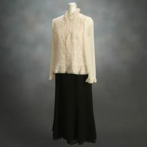 カラーフォーマルドレス　アウトレット品　セットアップスタイル2点セット　濃ベージュ　結婚式などに最適　サイズ９号、１１号、１３号、１５号　日本製