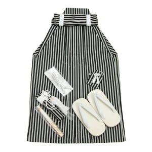 七五三 着物 男の子 男児袴セット 黒縞袴 黒グレーストライプ 5歳用 ６０cm 七点セット へら付き 収納箱付き