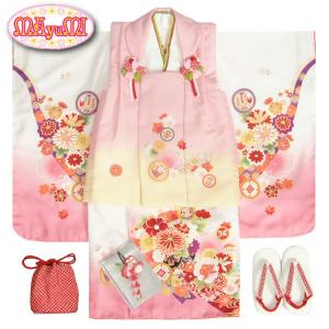 七五三 女の子 3歳 3点セット 着物 被布 長襦袢 化繊 仕立て上がり