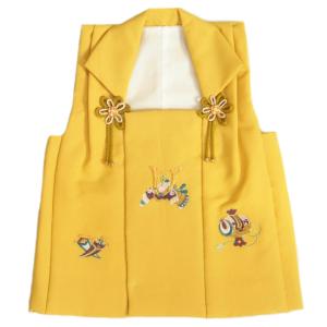 七五三 3歳 被布単品 男の子 着物 金茶ベージュ色 兜刺繍 金駒刺繍 日本製