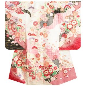 七五三着物 7歳 女の子 四つ身着物 単品 花うさぎ ブランド H0-1 まり